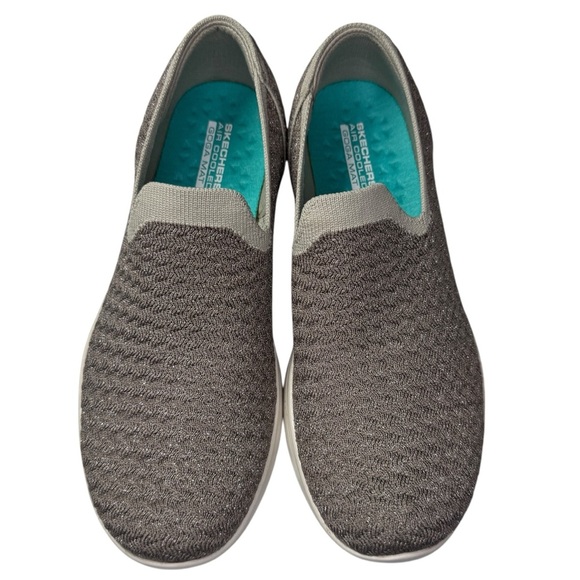 Skechers you define devotion slip on yoga mat Taupe shimmer sneakers womens 7 - Picture 3 of 11